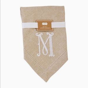 NWOT Mud pie M monogram napkins, set of 4